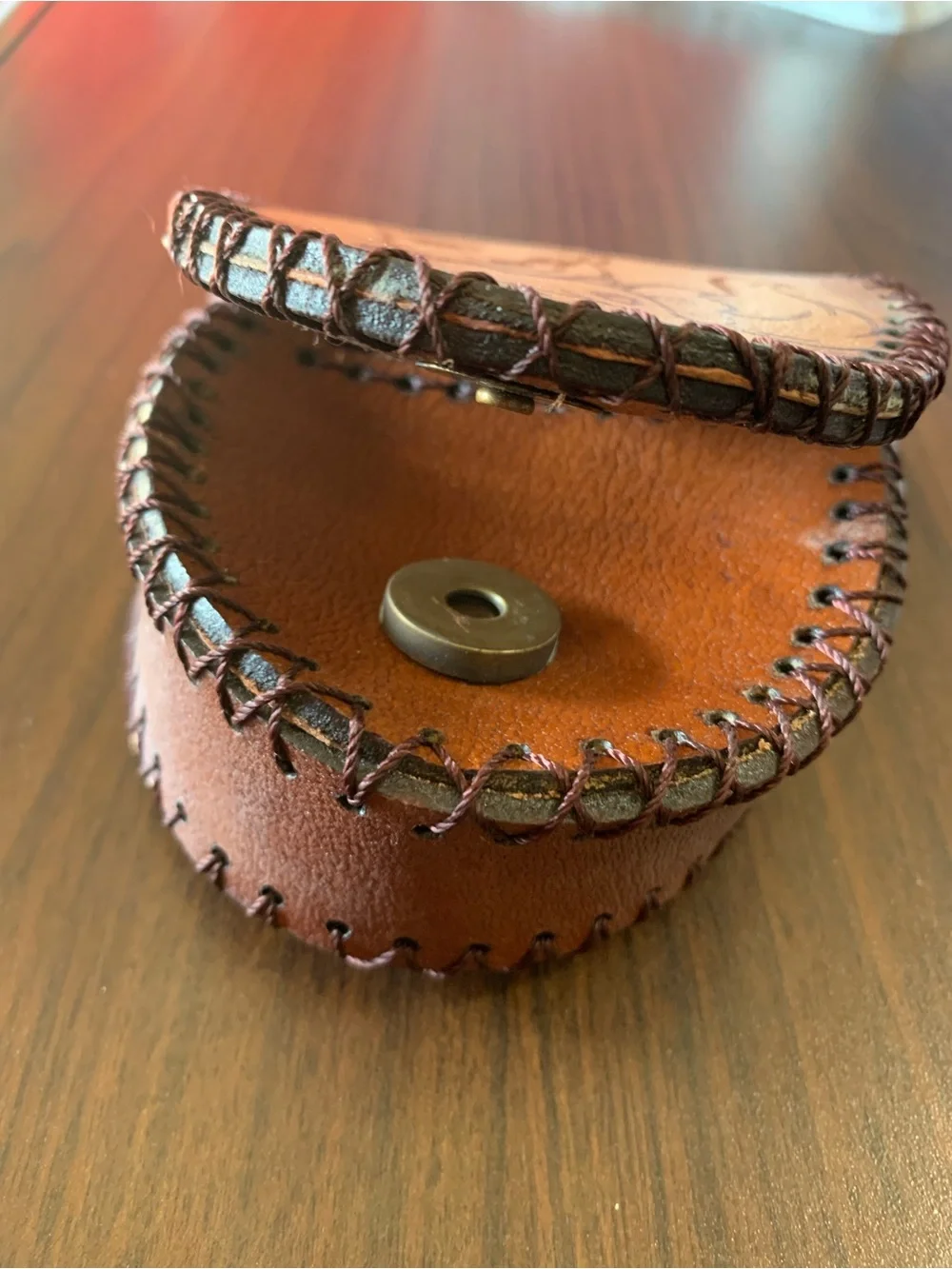 Brown Leather Poodle Key & Card Holder Keychain